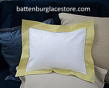 Baby pillow sham.White with "SHADOW" GRREN color border.12x16" - Click Image to Close